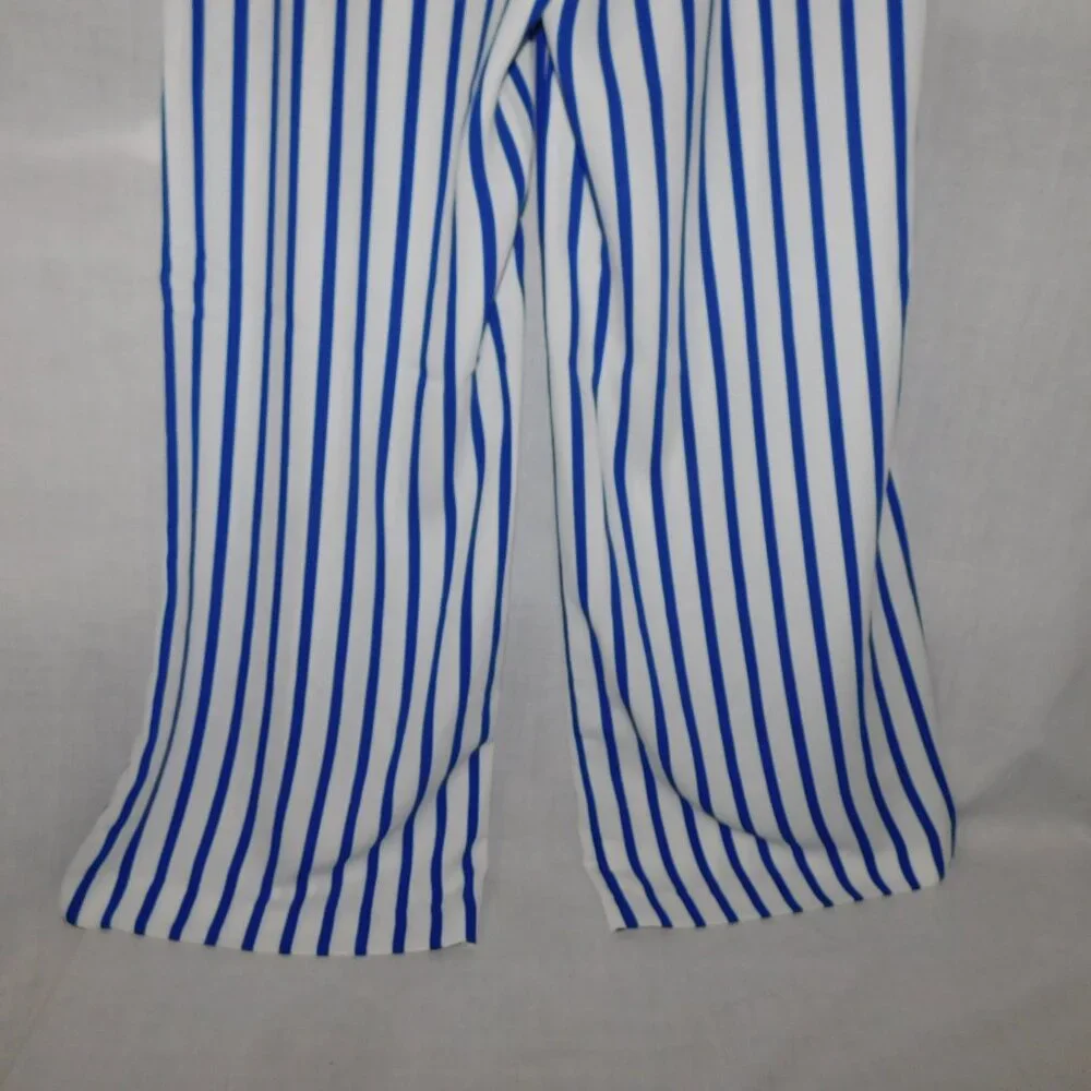 Lauren Ralph Lauren Womens 6 Blue White Striped Wide Leg Pant High Rise - Picture 16 of 16